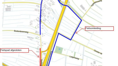 Fietspad langs de Oude Rijksweg bij Lichtmis waar onderhoud wordt uitgevoerd