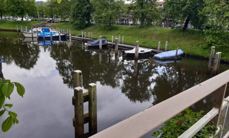 Ligplaatsen voor recreatieboten aan de Schuttevaerkade in Zwolle