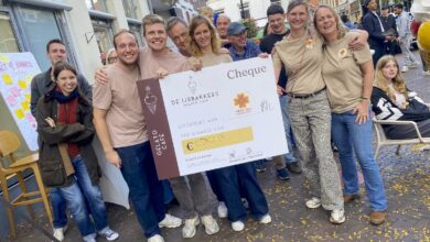 De IJsbakkers en Meike Isis Foundation tonen cheque van 2.961 euro na benefietmiddag in Zwolle