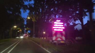 Waarschuwingsbord voor wegwerkzaamheden aan de Leo Majorlaan in Zwolle